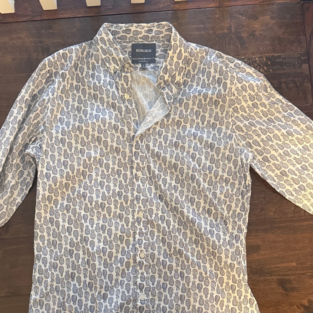 Bonobos Navy and White pineapple Print Men's Shirt